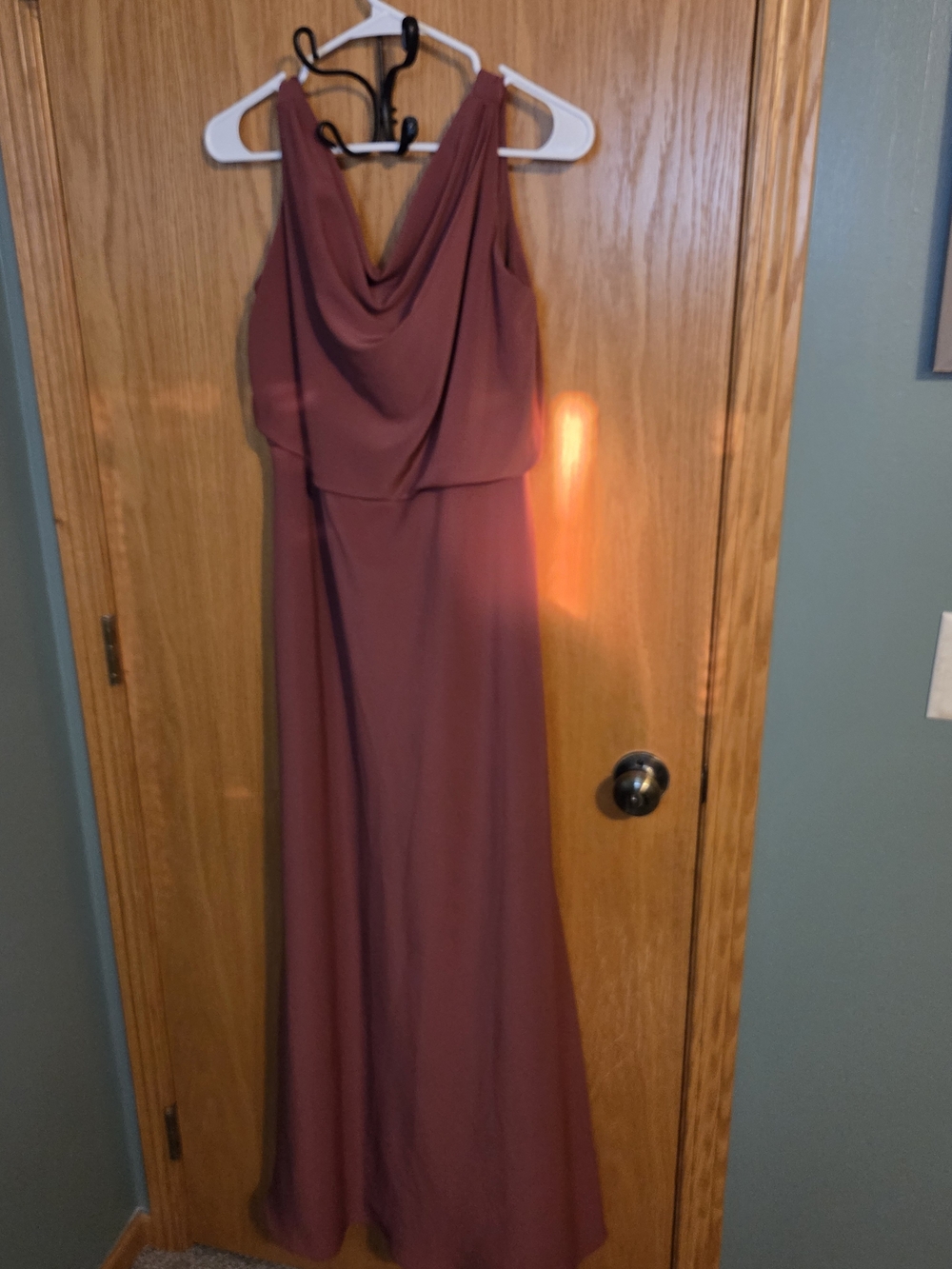 Jenny Yoo Draped Cowl Neck Maxi Dress - Mauve